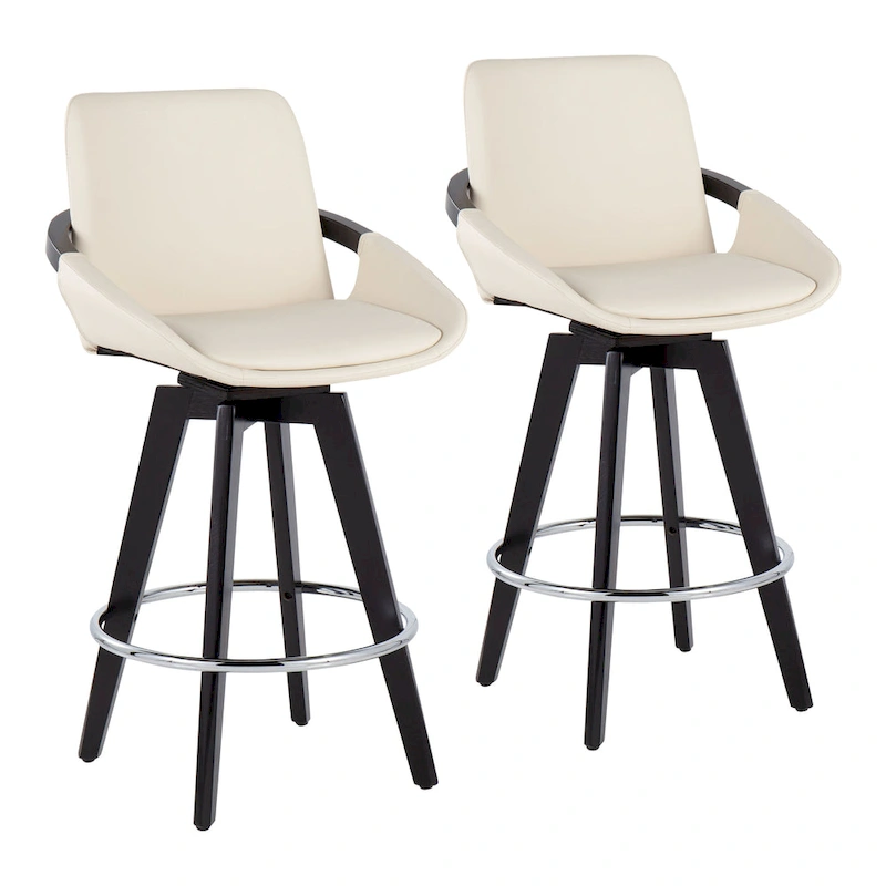 Carson Carrington Pugo Fixed-Height Counter Stool with Black Wood Base (Set of 2)