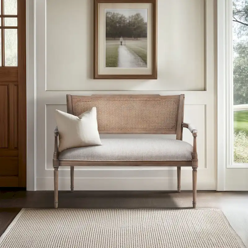 Madison Park Willshire Beige Reclaimed Natural Settee