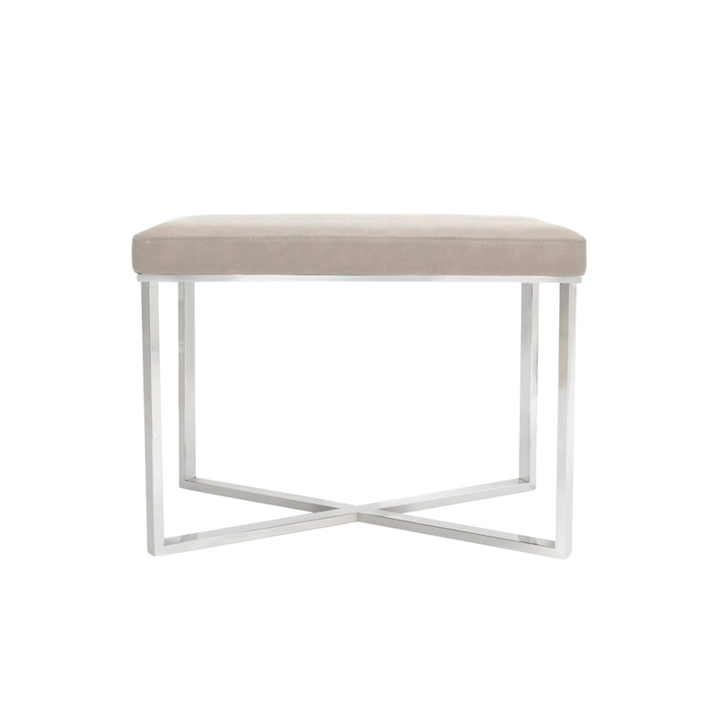 Pasargad Home Luxe Stool with Stainless Steel Base