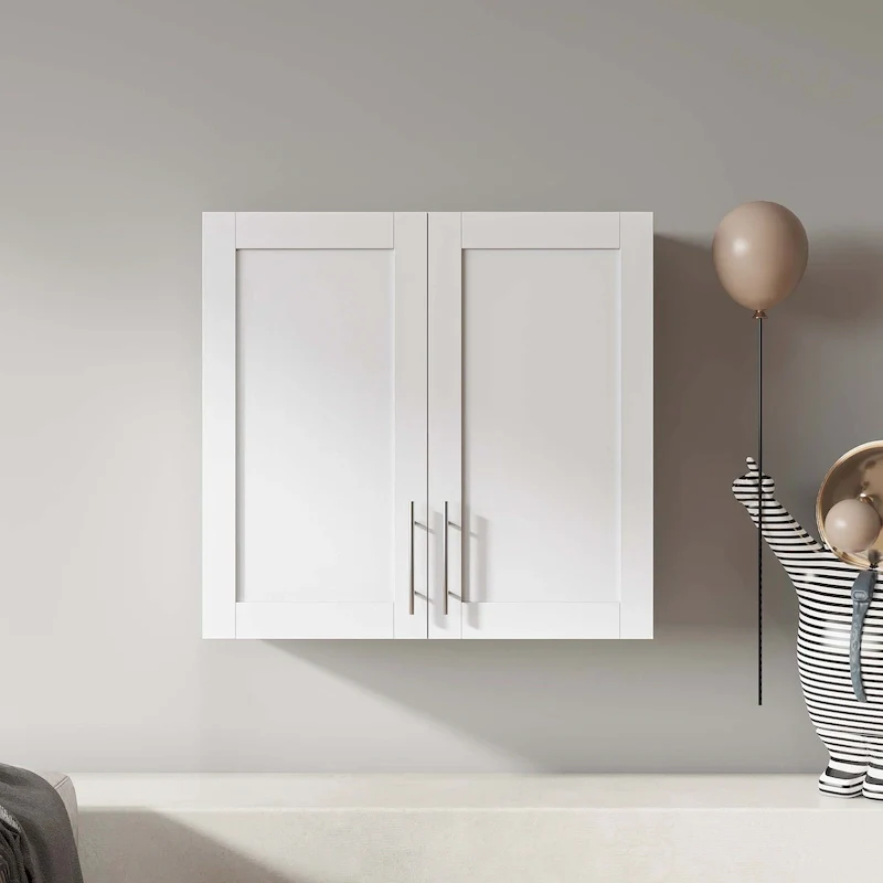 White Wall-Mounted Stackable Storage Cabinet