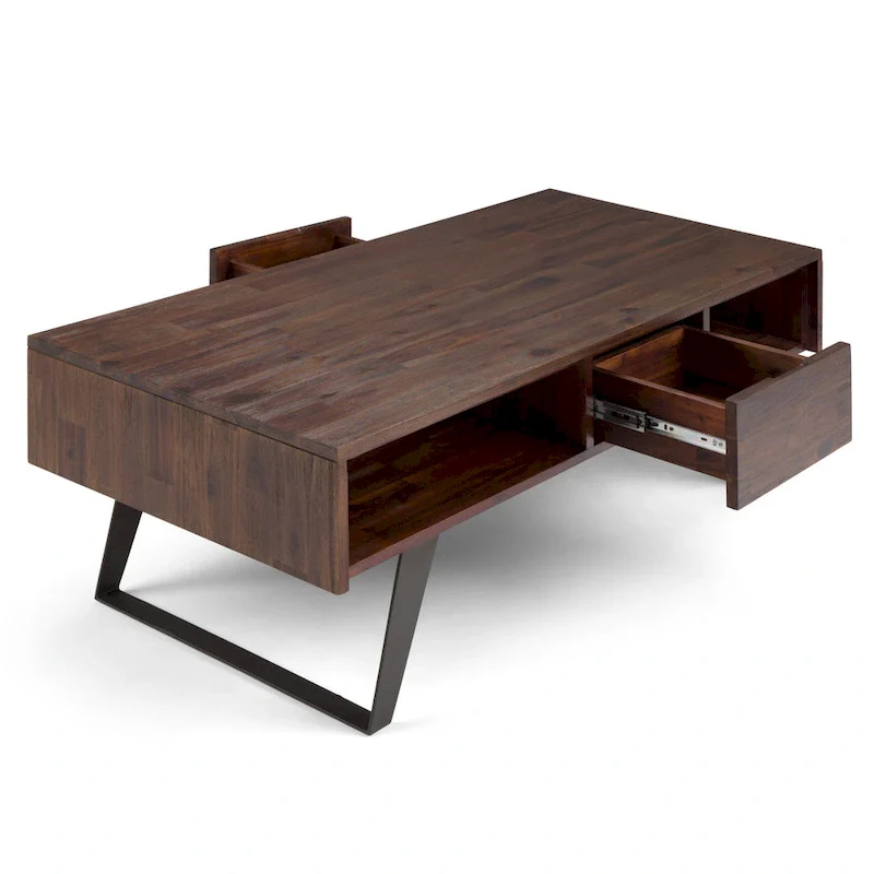 WYNDENHALL Mitchell SOLID WOOD & Metal 48 inch Wide Rectangle Modern Coffee Table - 48 W x 22 D x 18 H