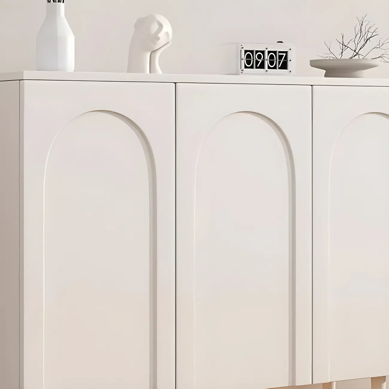 Green Wood Shoe Cabinet with Adjustable Shelves