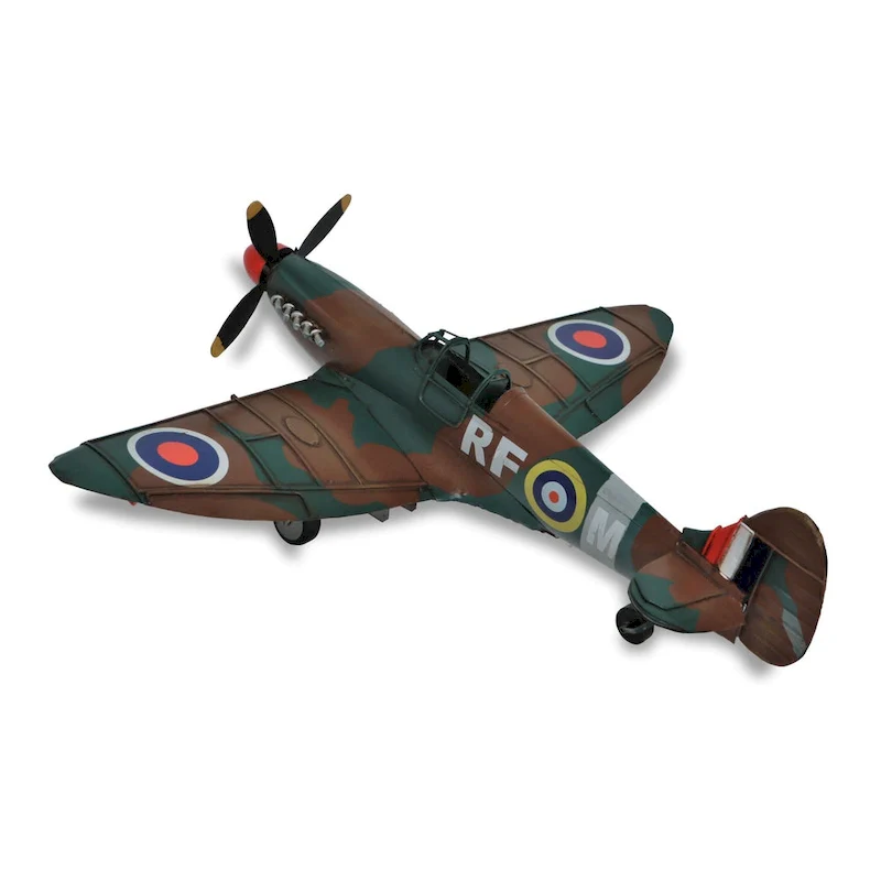HomeRoots 6  Green Metal Hand Painted 1940 Green and Brown Spit Fire Model Airplane - 17.75' X '6' X '16.5