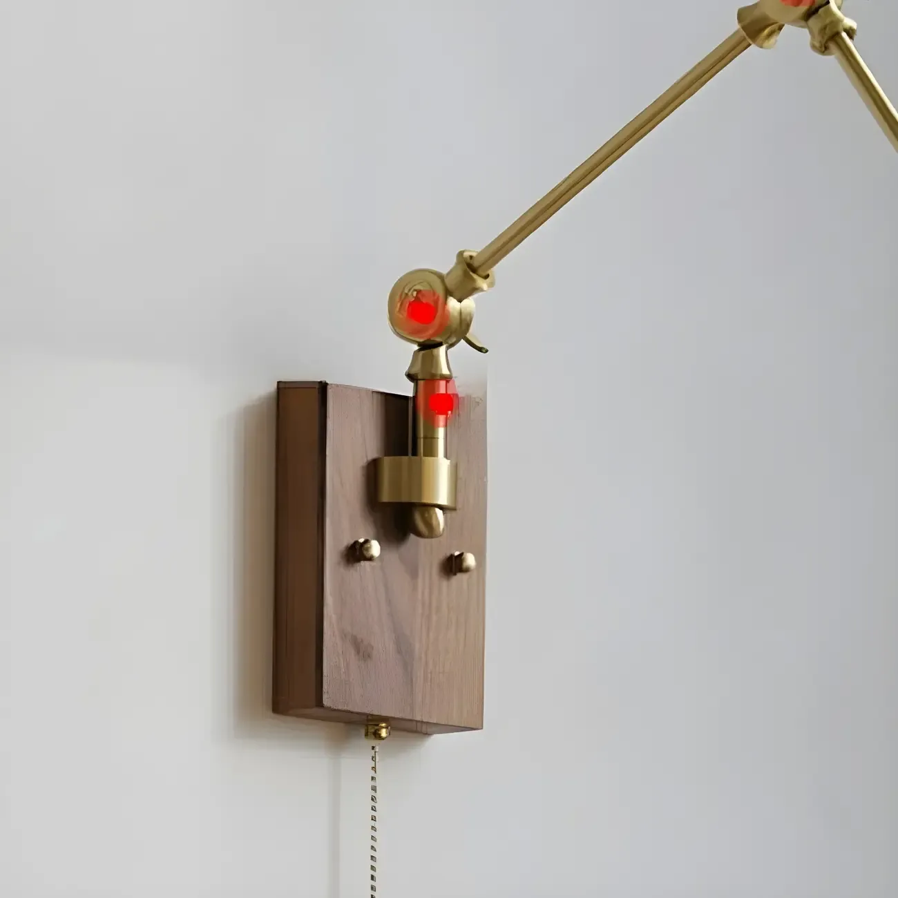 Antique Brass Swing Arm Wall Light with White Ceramics Shade