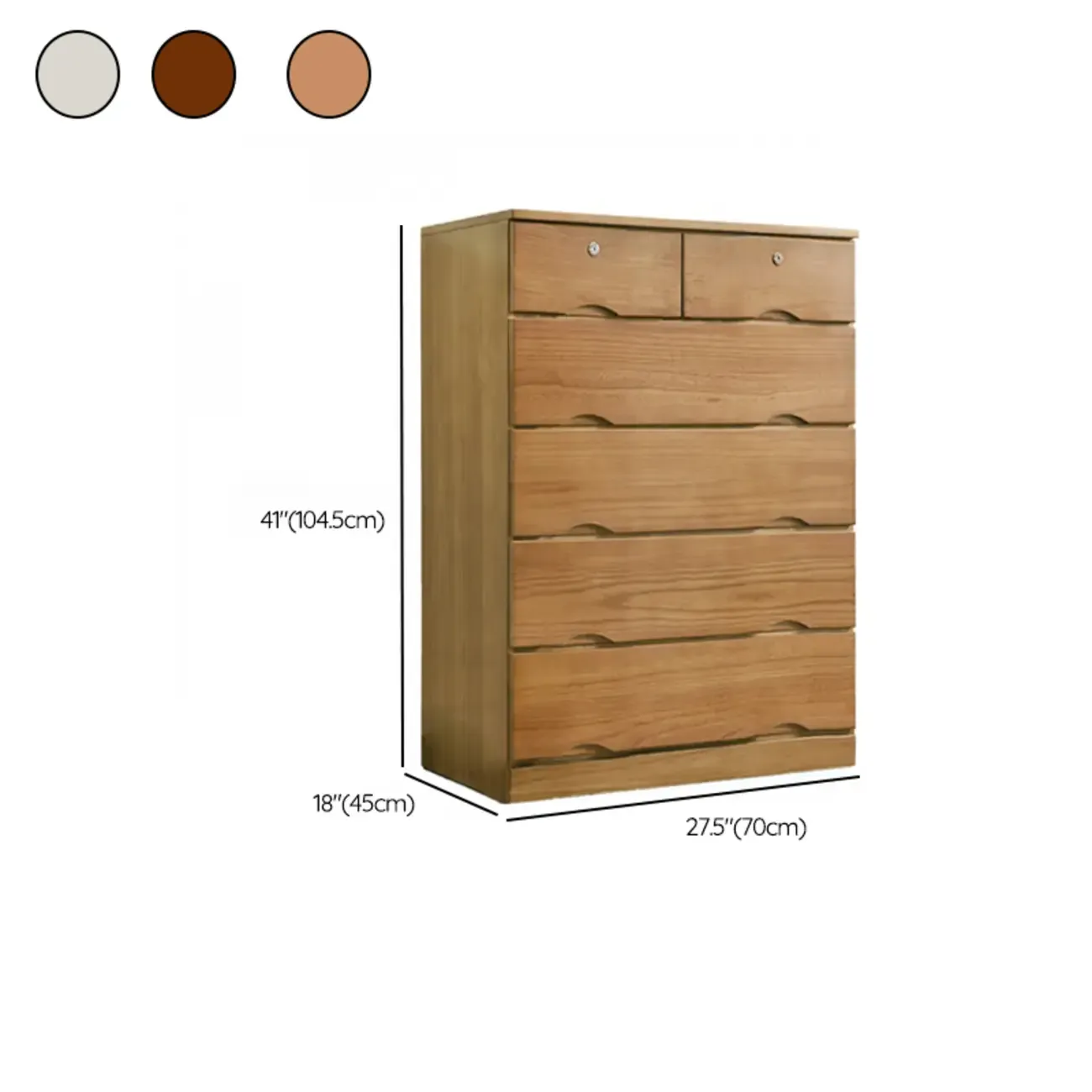 Natural Wood Double Dresser with Lockable Drawer