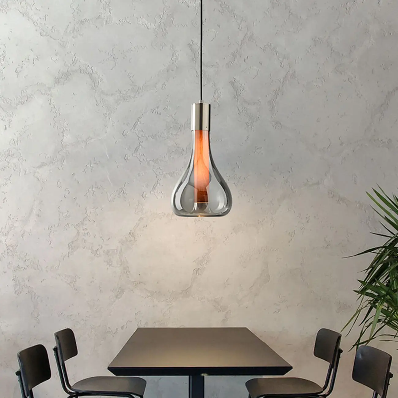 Small Water Drop Smoke Grey Glass LED Hanging Pendant Light