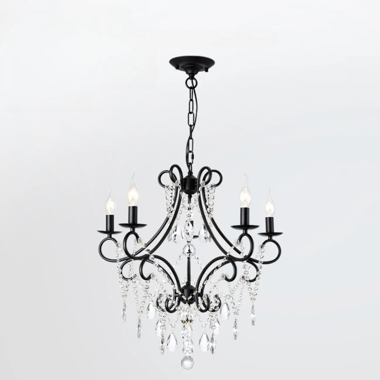 Elegant Gold Curved Crystal Candelabra Chandelier
