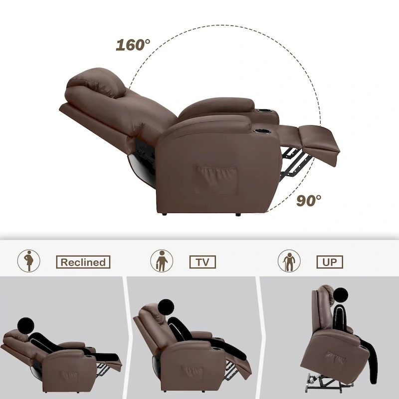 LACOO Power Lift Recliner PU Leather Reclining Chair with Massage