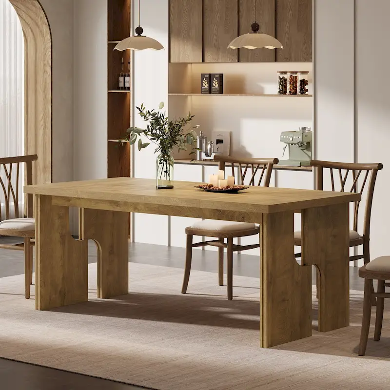 63 Dining Table Rectangle Kitchen Table with Modern Aesthetic Legs