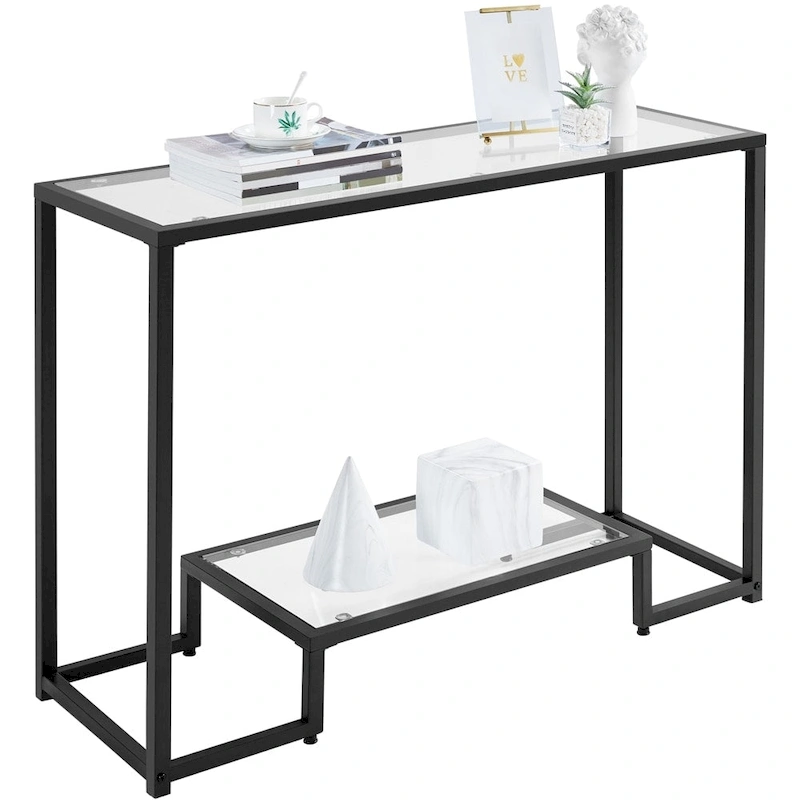 Yaheetech Modern Tempered Glass Console Table Entryway Porch