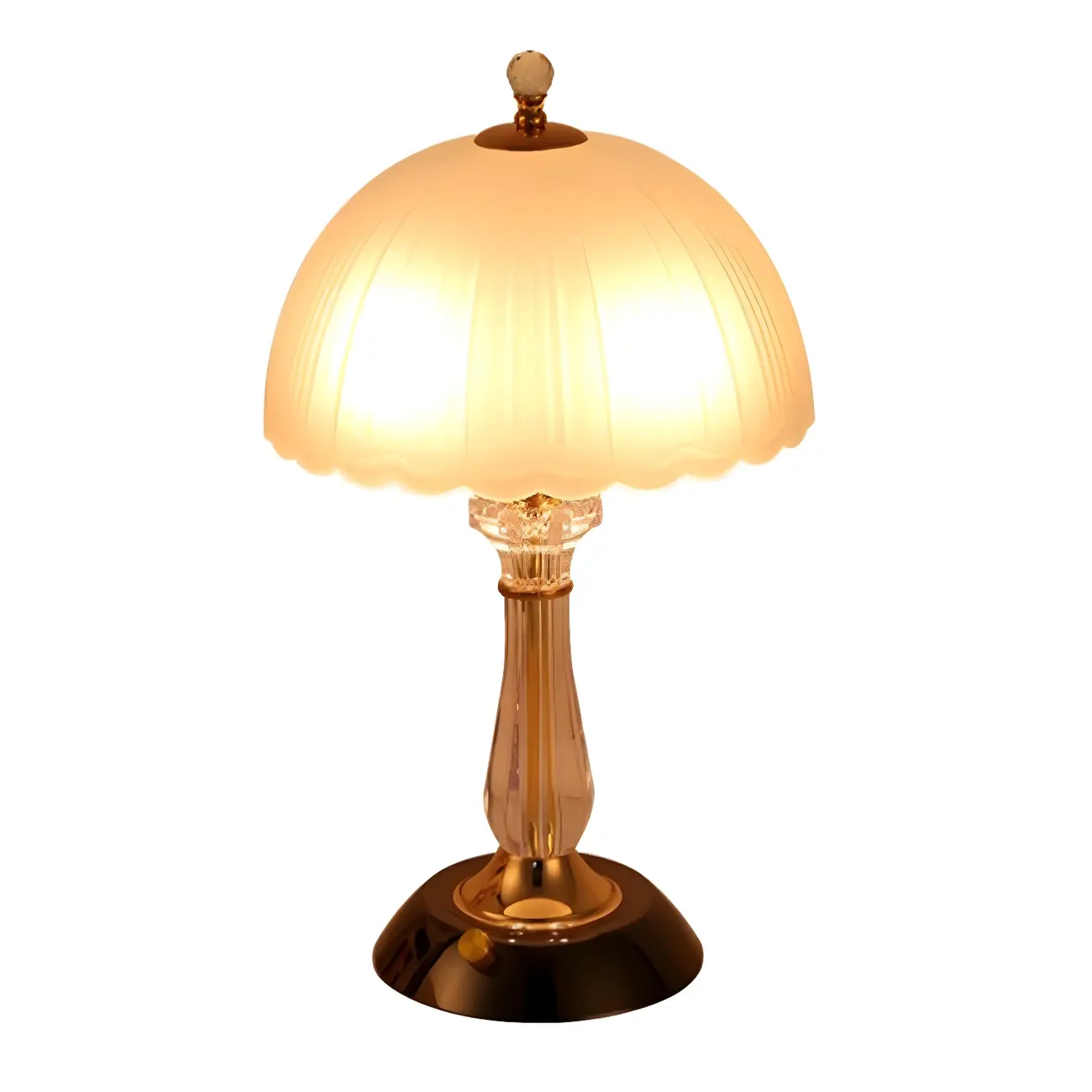 Elegant White Glass Metal Umbrella-Shaped Table Lamp