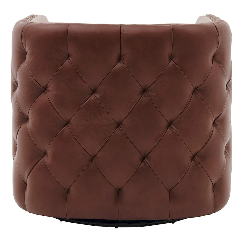 Leslie Top Grain Leather Swivel Tufted Chair