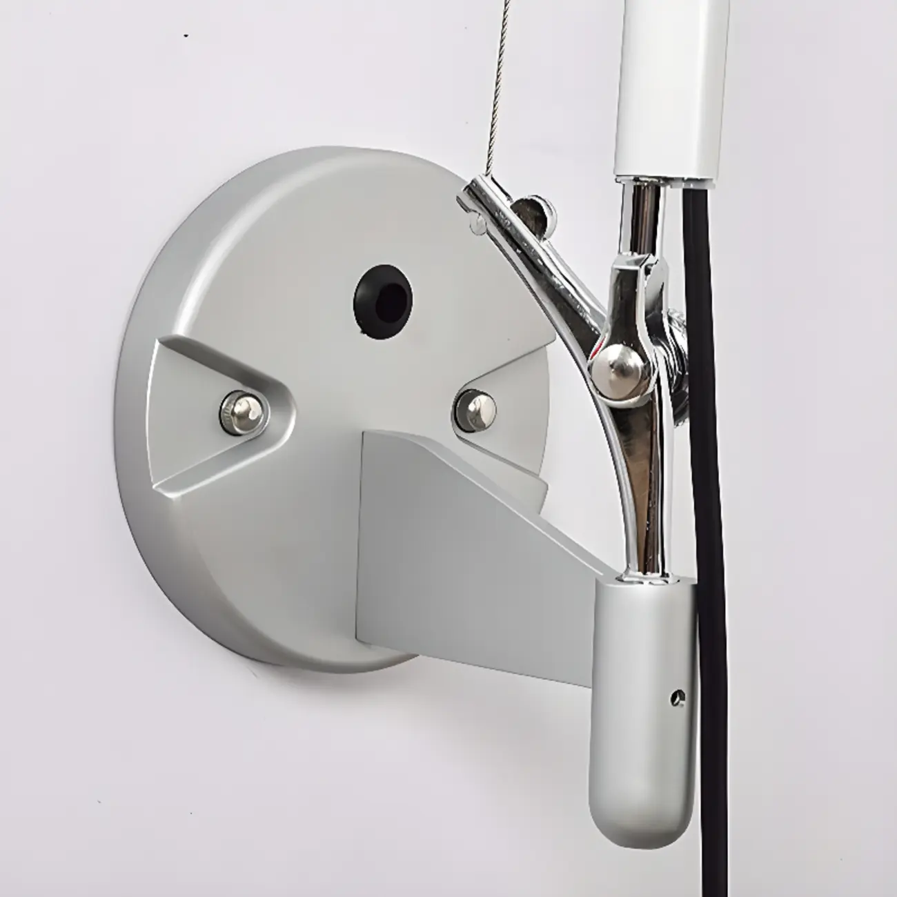 Industrial Metal Silver and Black Swing Arm Wall Light with Shade