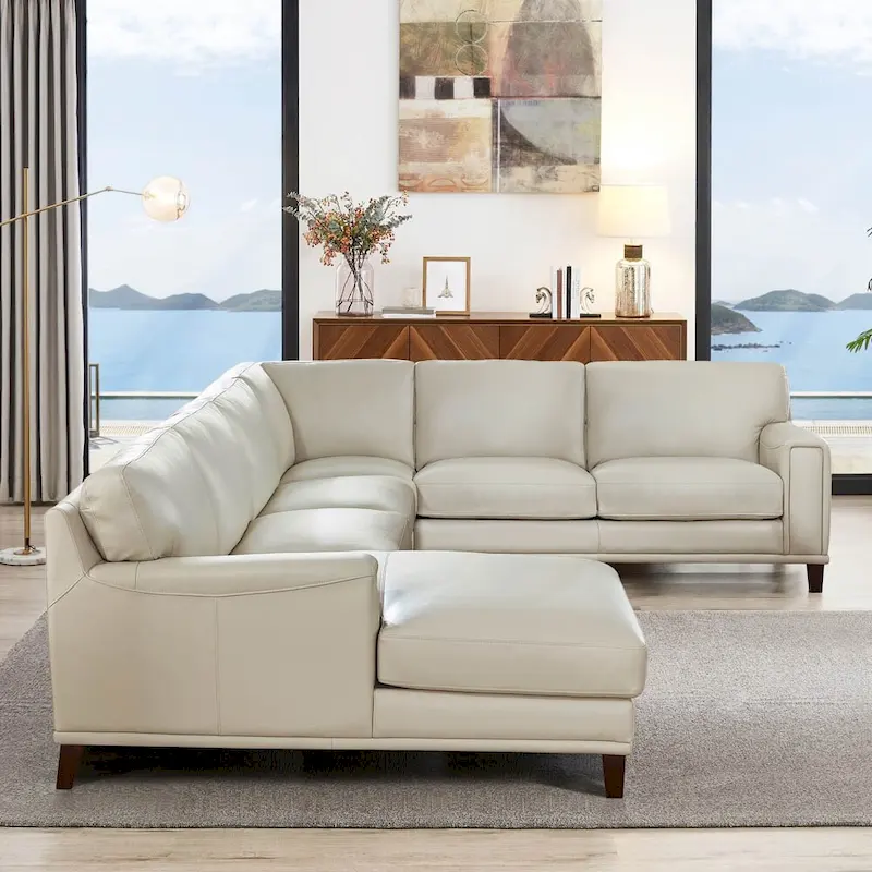 Hydeline Hayward Top Grain Leather Sectional Sofa with Chaise