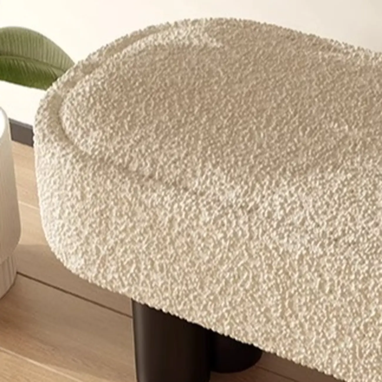 Modern Beige Upholstered Bedroom Bench Metal Frame