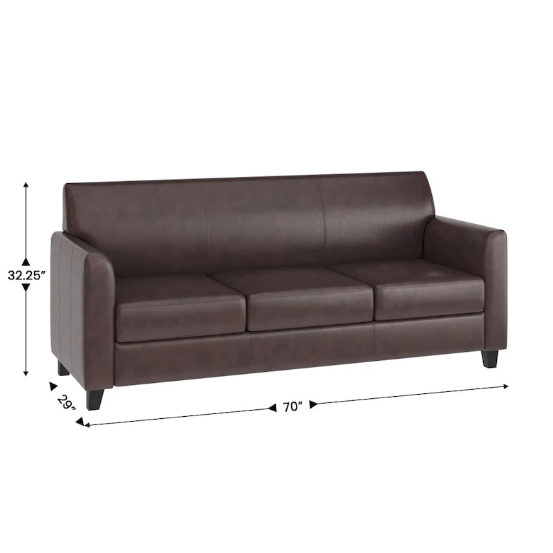 LeatherSoft Sofa with Clean Line Stitched Frame - 70W x 29D x 32.25H