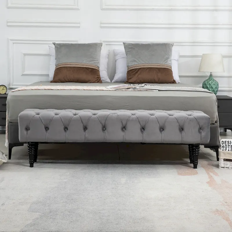 AVAWING Upholstered Tufted Ottoman Bench Accent Entryway Bench