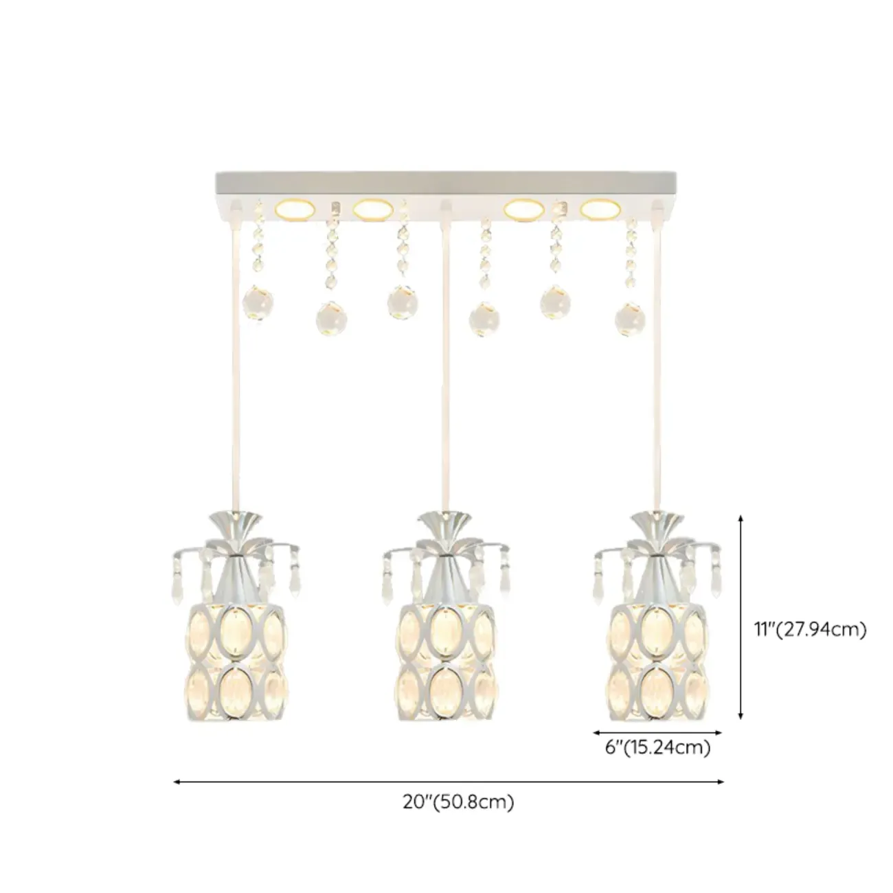 Elegant Cylinder Crystal Kitchen Island Pendant Light with Spotlight