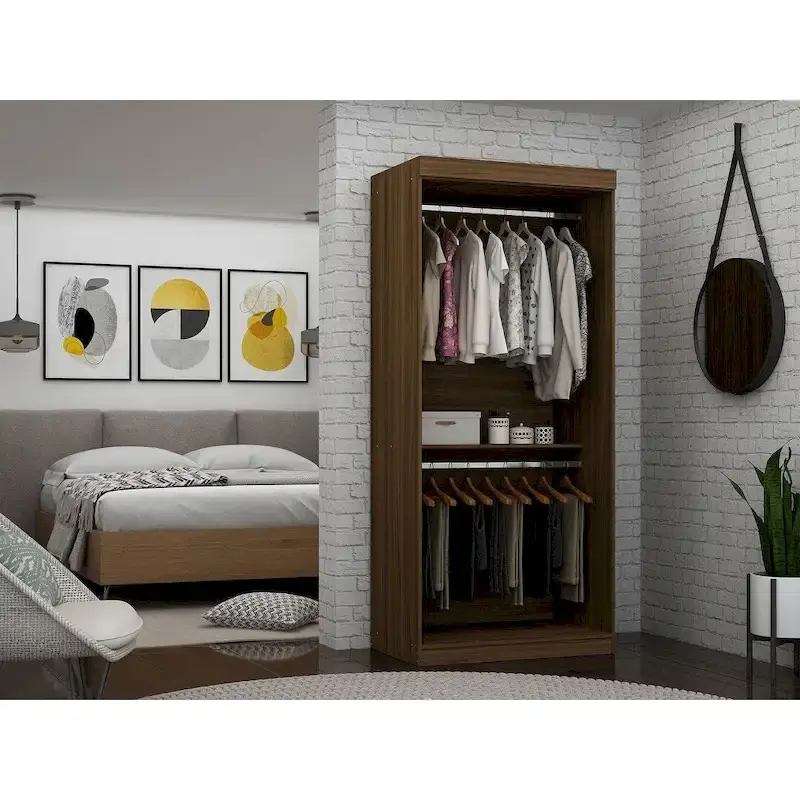 35.9 Open Double Hanging Modern Wardrobe Closet with 2 Hanging Rods