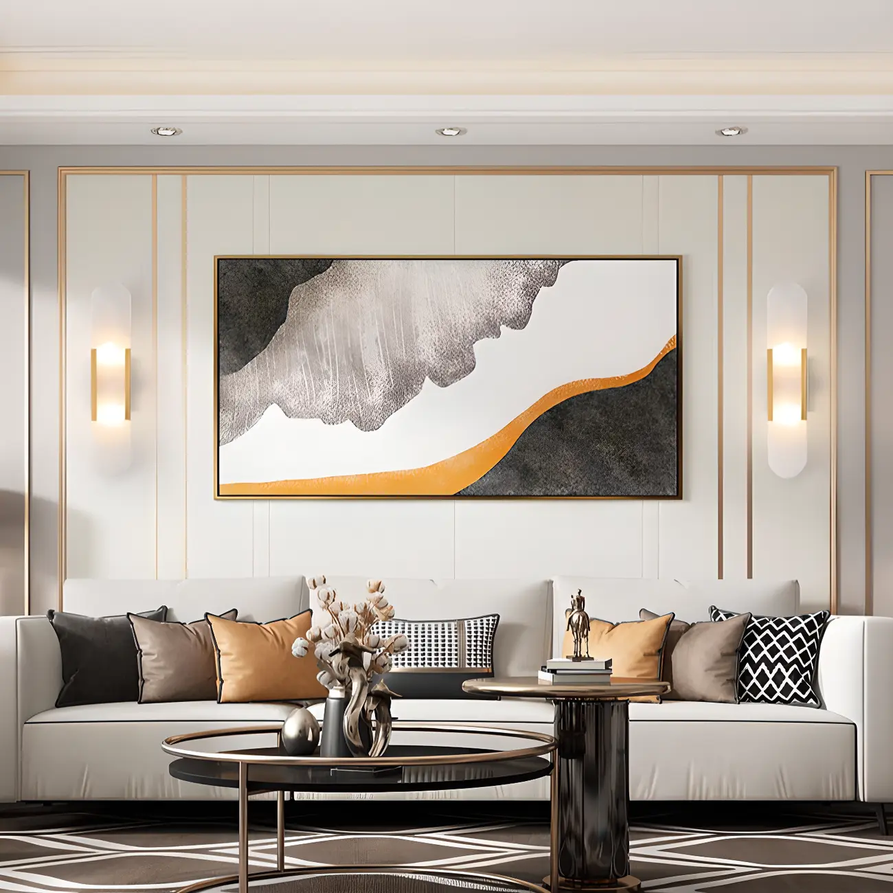 Modern Brass Oval Wall Light with Stone Chalk Shade