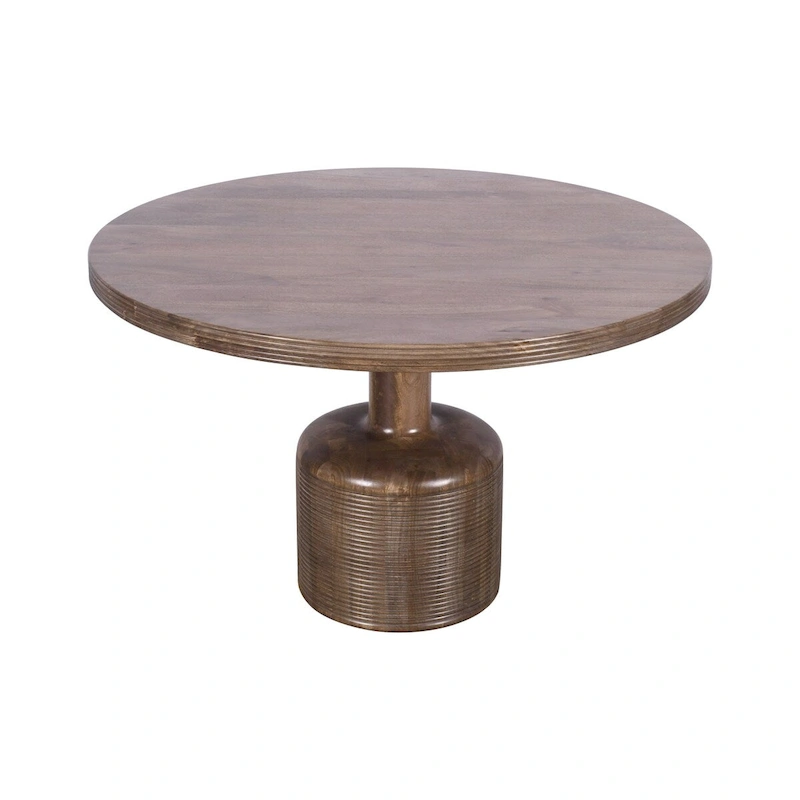 Rise 48 Inch Dining Table, Round Top, Pedestal Base, Rich Brown Wood