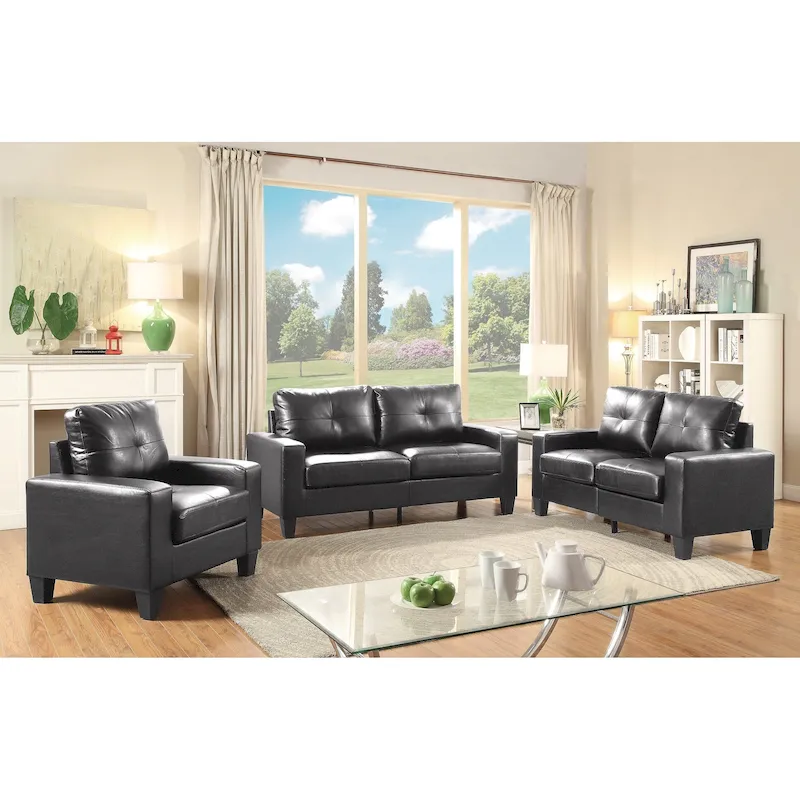 71 in. W Track Arm Faux Leather 3-Seat Sofa