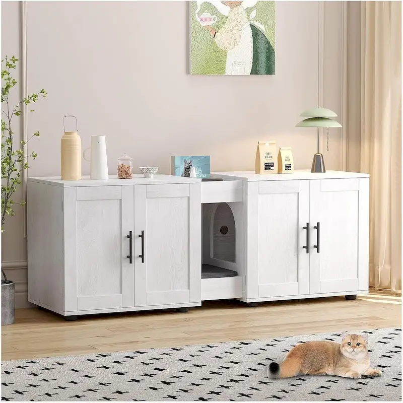Intimate Double-Room Cat Litter Cabinet Furniture