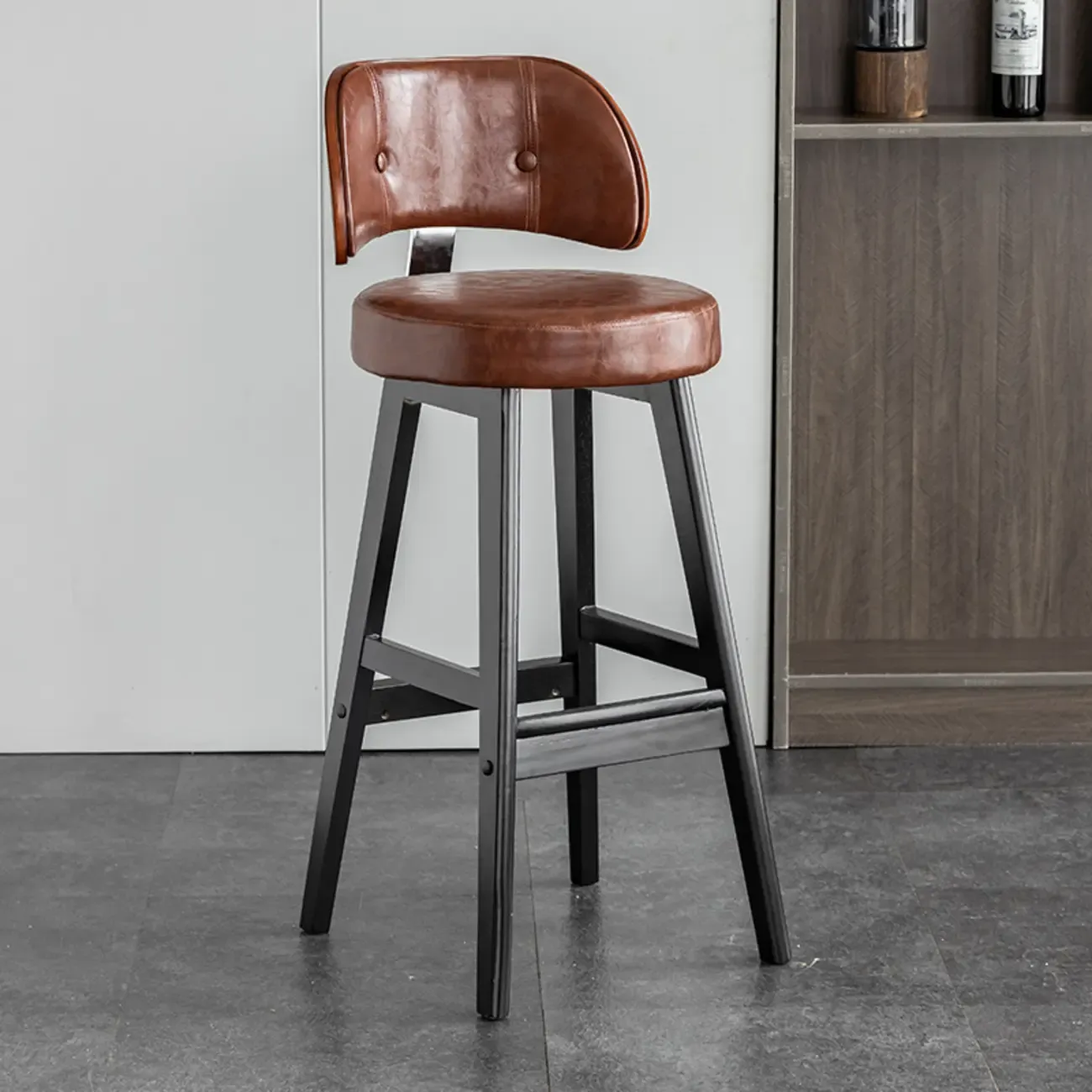 Modern Wood Upholstered Bar Stools with Back