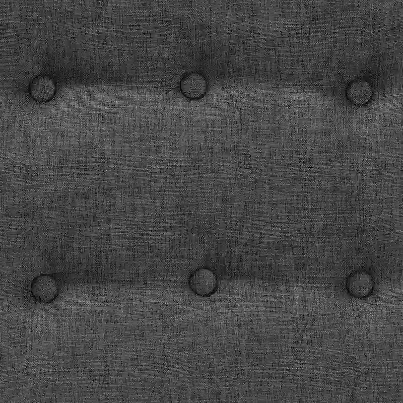 Jeanine Japandi Dark Grey Fabric and Walnut Brown Finished Wood Ottoman Footstool