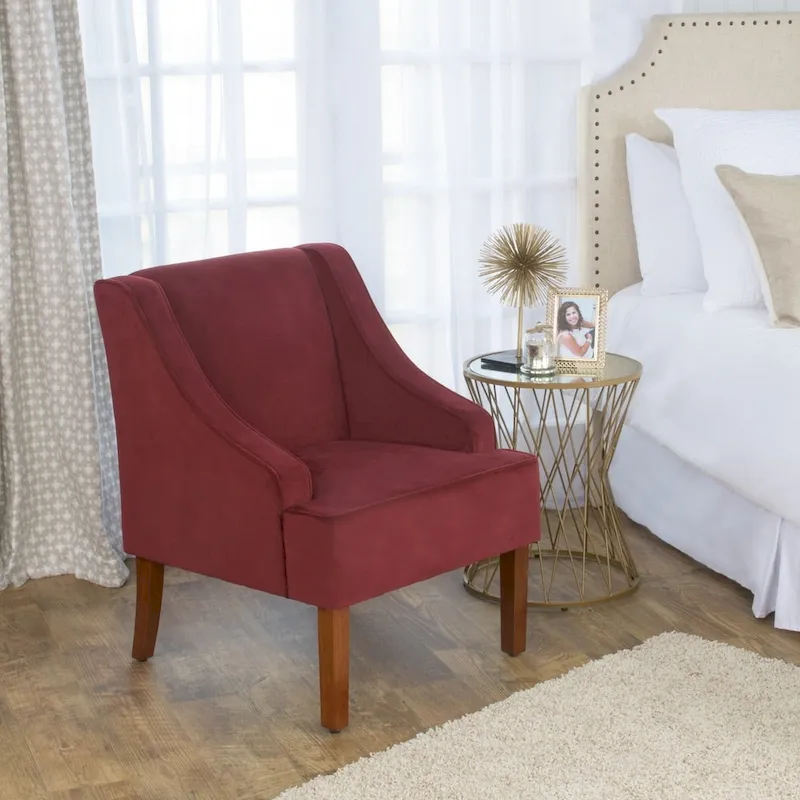 HomePop Swoop Arm Accent Chair in Berry Merlot Velvet