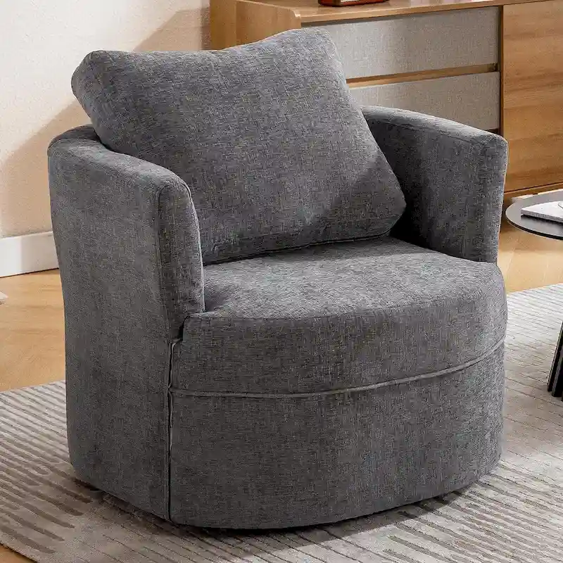 HOMYKA Swivel Accent Barrel Chair Round Arm Chair with Pillow