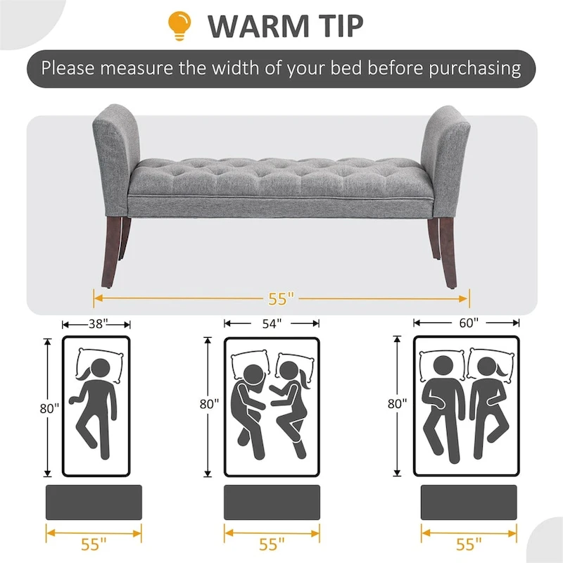 End of Bed Bench with Button Tufted Design,Upholstered Entryway Bench