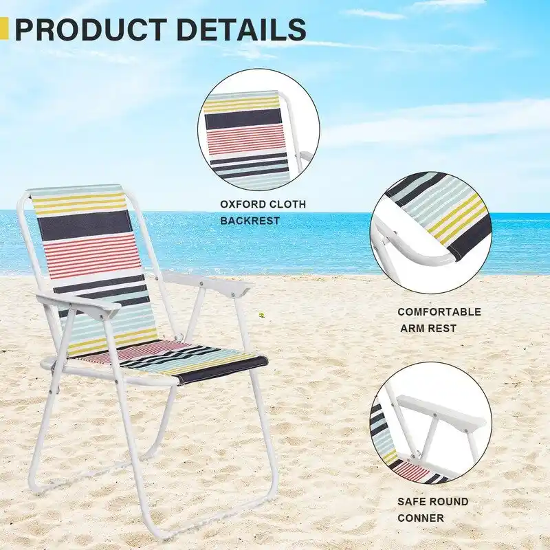Folding High-backed Lightweight Beach Chair with Hard Armrest - 19*17*29 in.