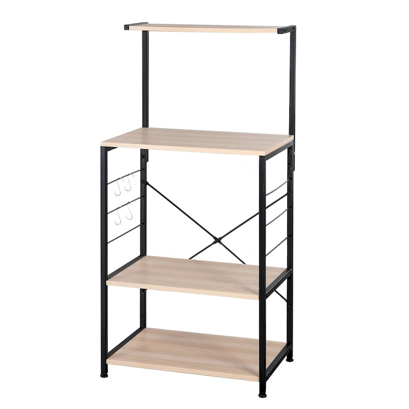 4-Tier Kitchen Storage Shelf with Hooks