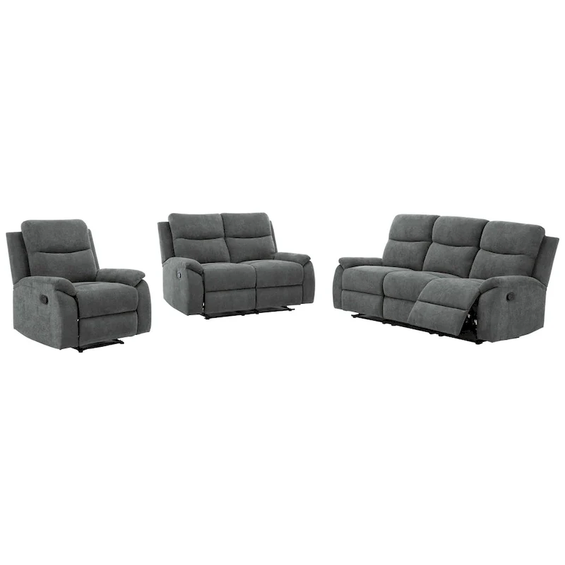 Transitional Faux Leather Reclining Living Room Sofa Set