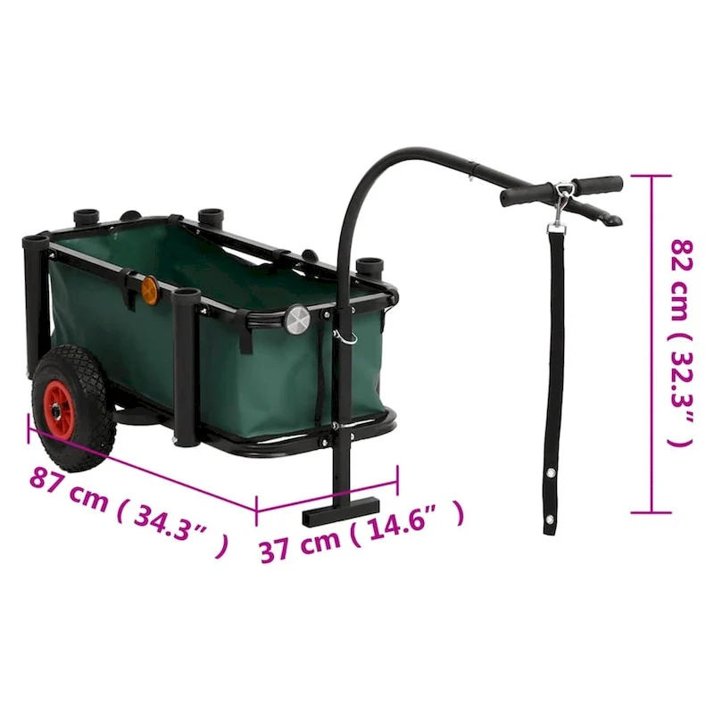 Fishing Trolley Black Steel - 34.3 x 14.6 x 32.3