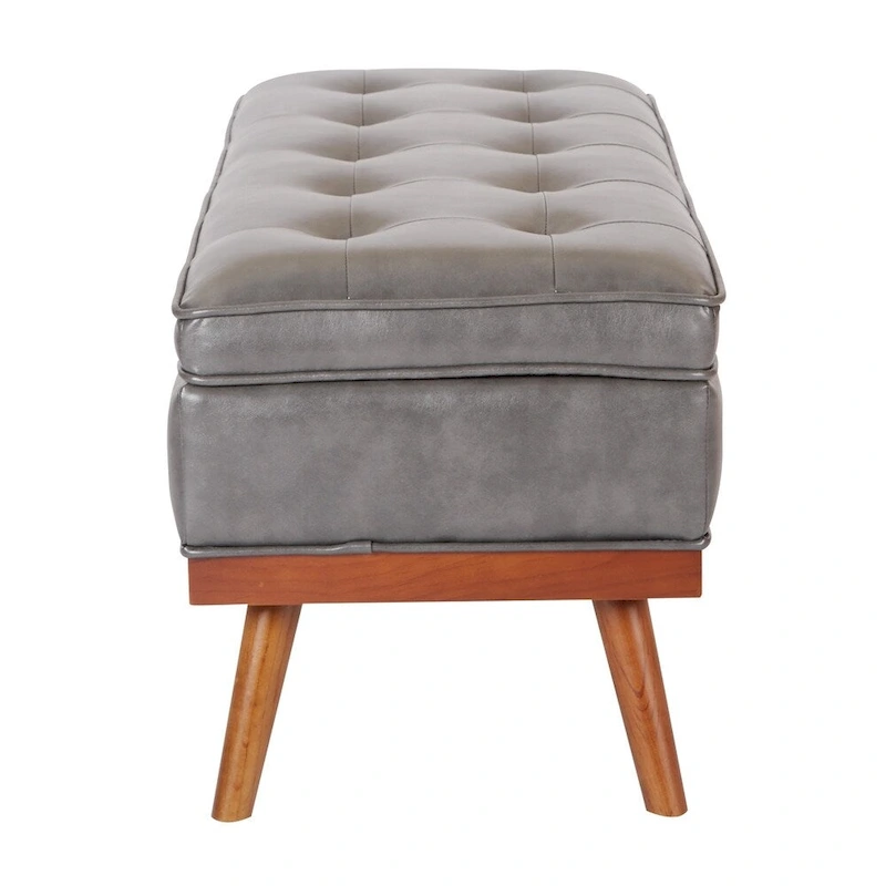 Mid Century Katheryn Storage Bench in Bonded Leather