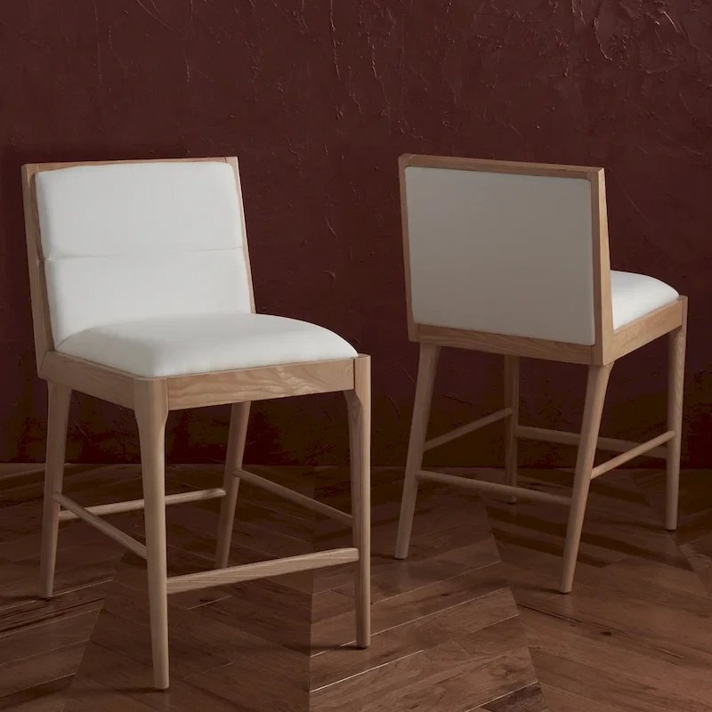 SAFAVIEH Couture Vonne Linen Counter Stool (Set of 2) - 19Wx22Dx36H