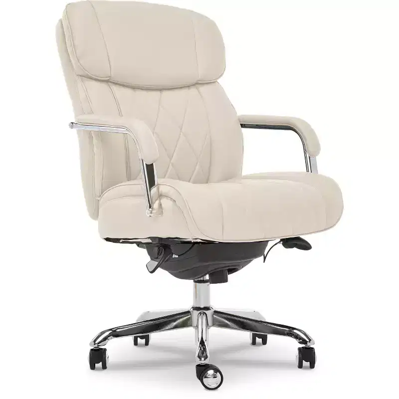 Sutherland Quilted Leather Office Chair with Padded Arms - La-Z-Boy