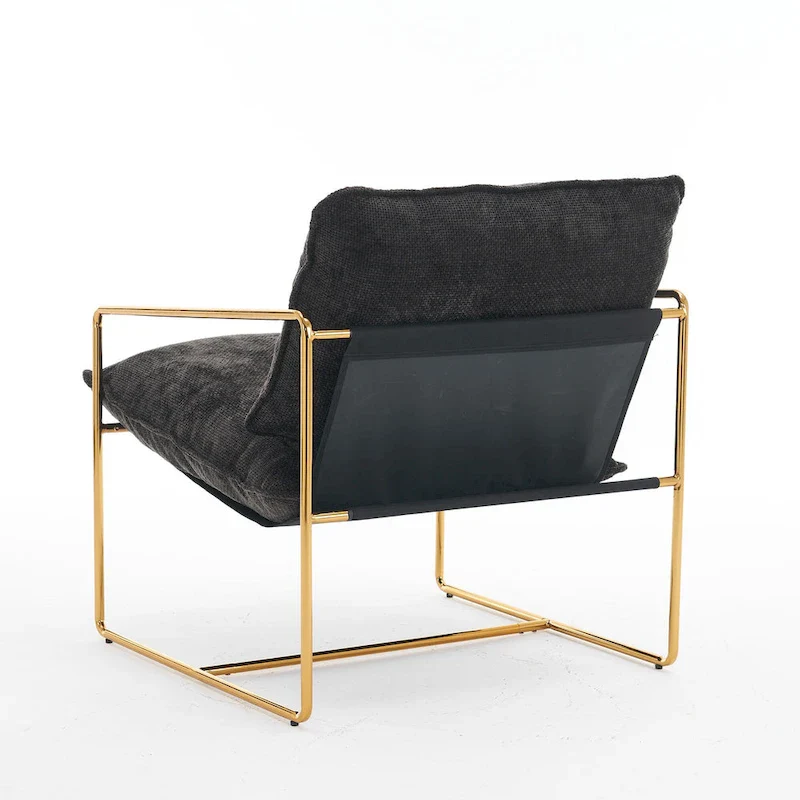 Velvet Arm Chair with Gold Metal Frame - Set of 2