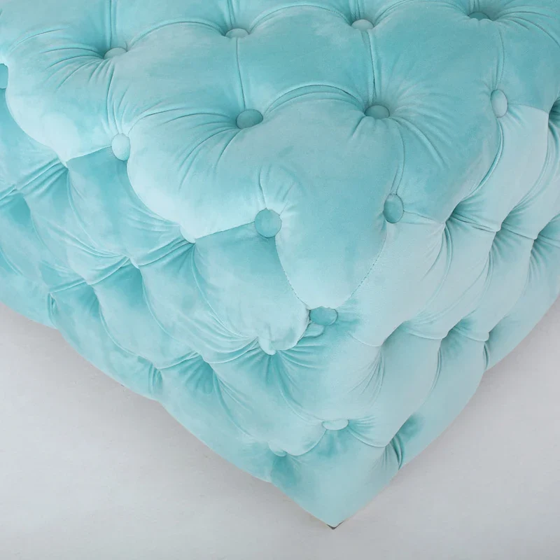 Jaymee Modern Glam Button Tufted Velvet Ottoman by Christopher Knight Home