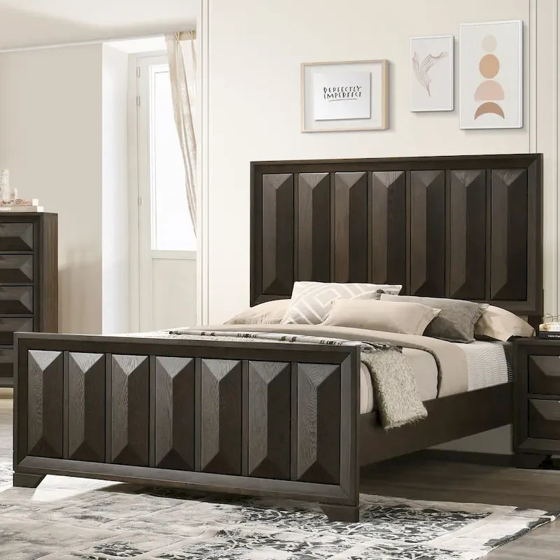 Furniture of America Uppon Transitional Espresso Wood 3-Piece Panel Bedroom Set