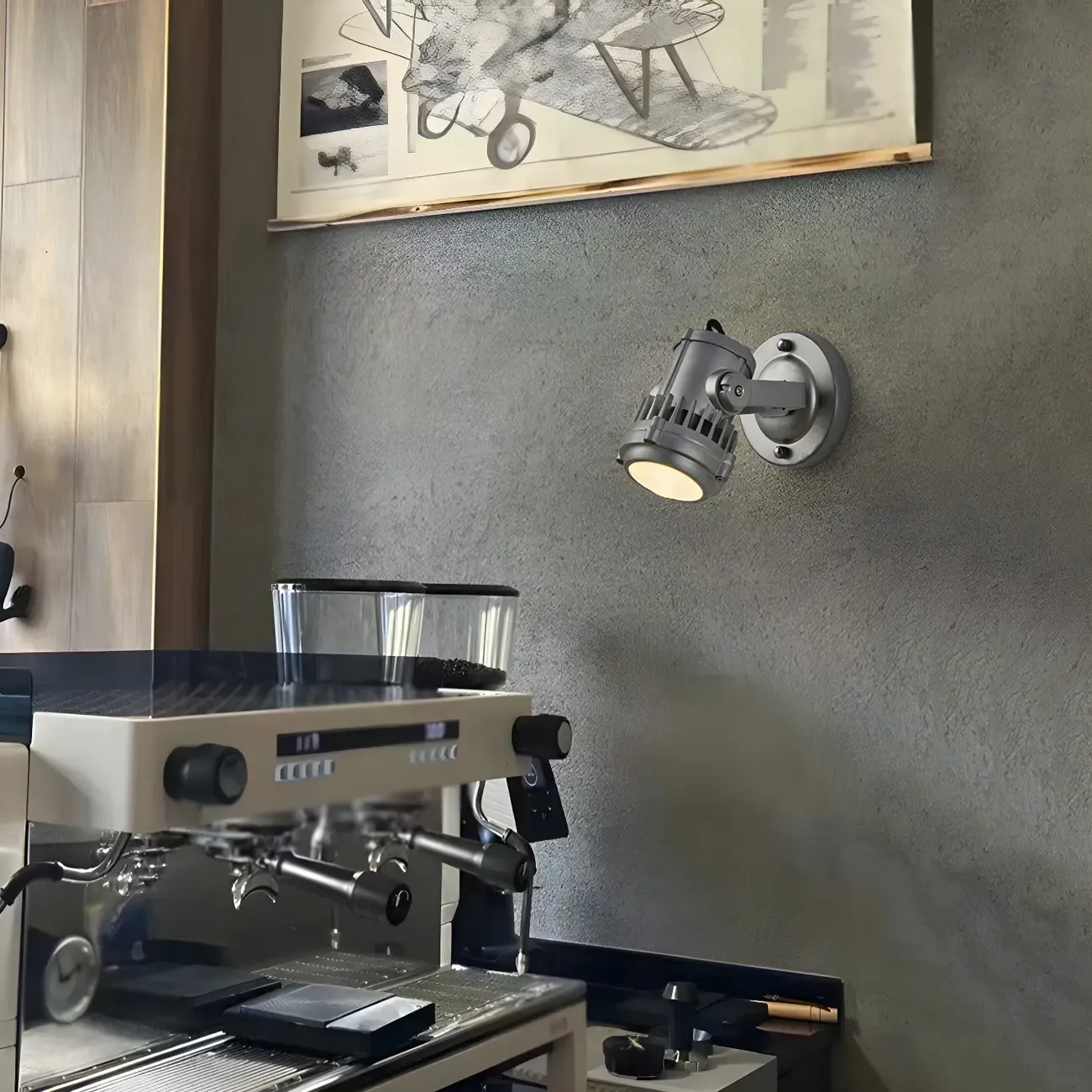 Industrial Metal Silver Prismatic Glass Swing Arm Wall Light