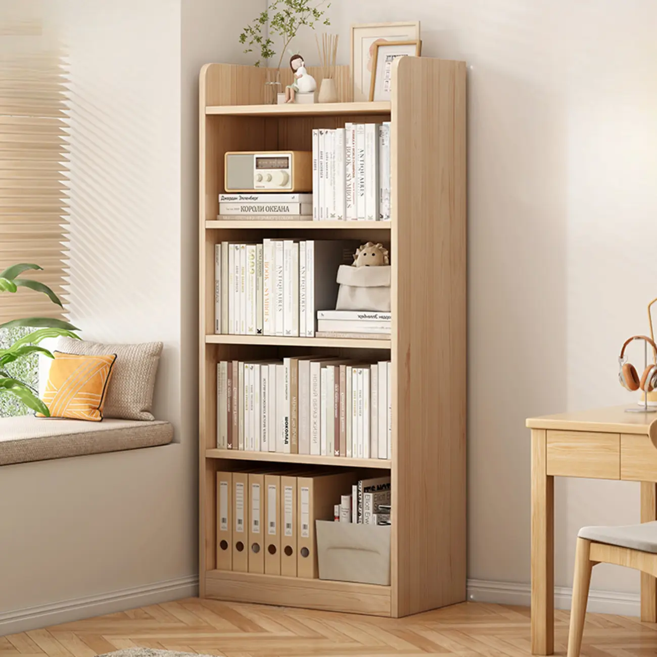 Natural Pine Vertical 6-Tier Barrister Closed Back Bookcase