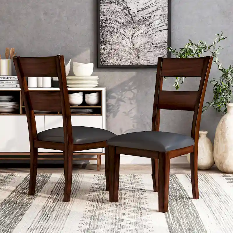 Paur Farmhouse Brown Wood Dining Chairs (Set of 2) by Furniture of America