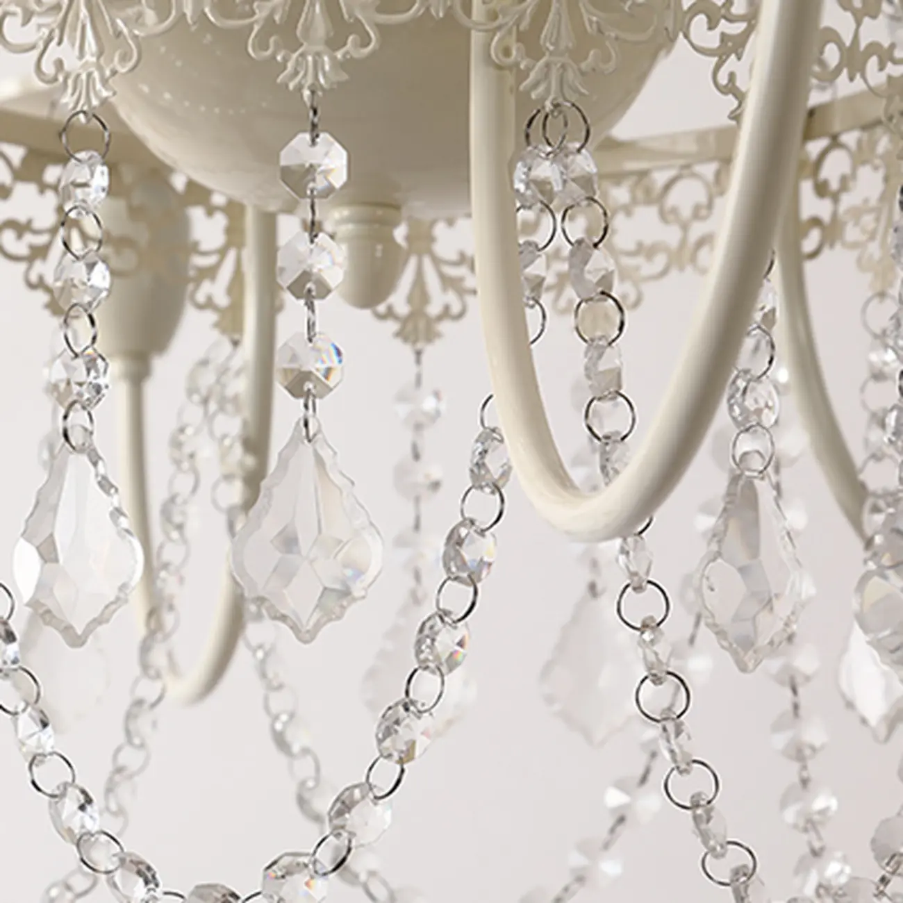 Crystal White Metal Crown Candelabra Chandelier