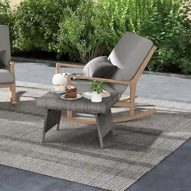 Costway Patio Folding Rattan Wicker Side Table End Coffee Table - 24  x 16  x 16  (L x W x H)