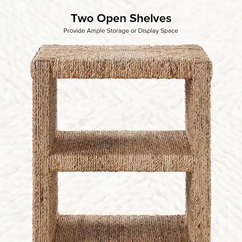 Dominik 24 Grass Rope Side Table with Two Open Shelves by HULALA HOME