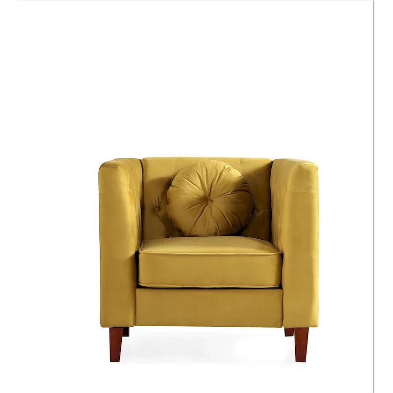 US PRIDE FURNITURE Velvet Classic Chesterfield Chair with Wood legs