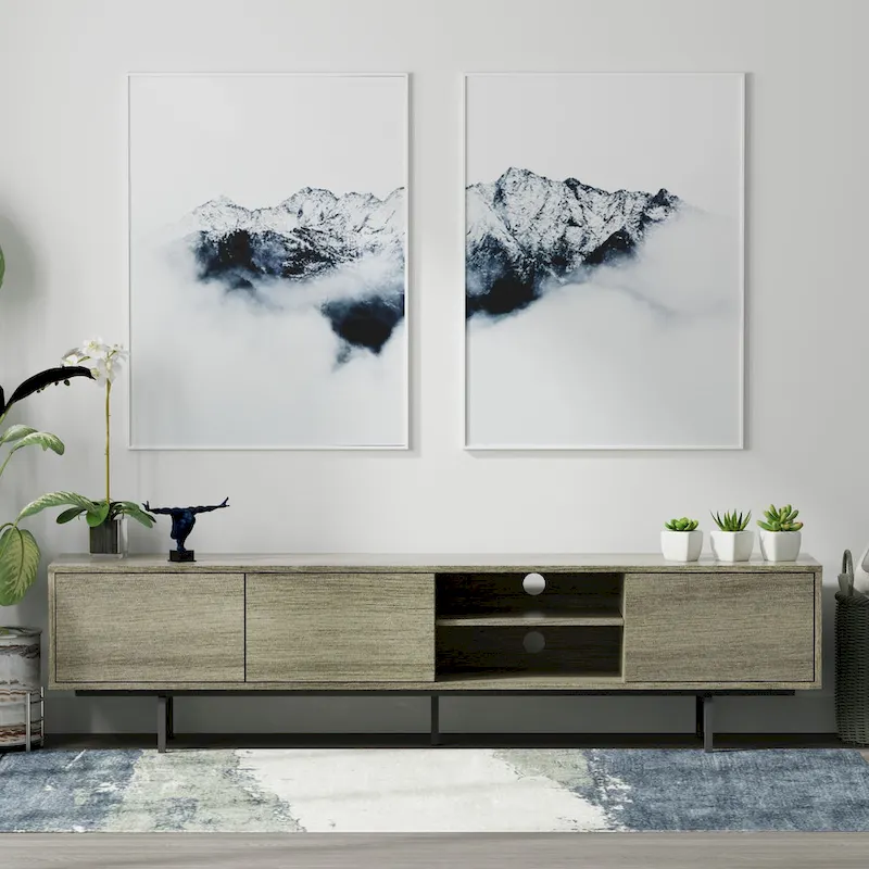 Glenwillow Home Atlas 78  x 20  Lowboy Mid-Century Modern TV Stand Console